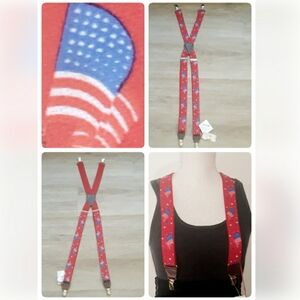 Vintage Manhattan Menswear Red Patriotic American Flag Children's Suspenders